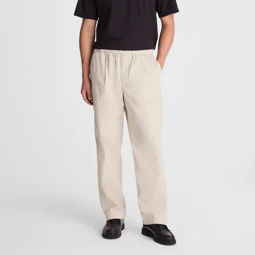 Madewell Men's Pleated Poplin Pull On Pant Form Grey Size Large NWT